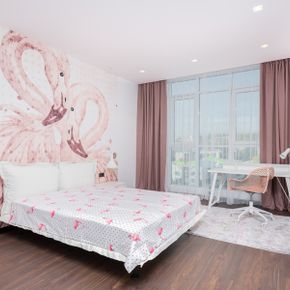 Wandtapete mit Flamingos als romantisches Wandbild 