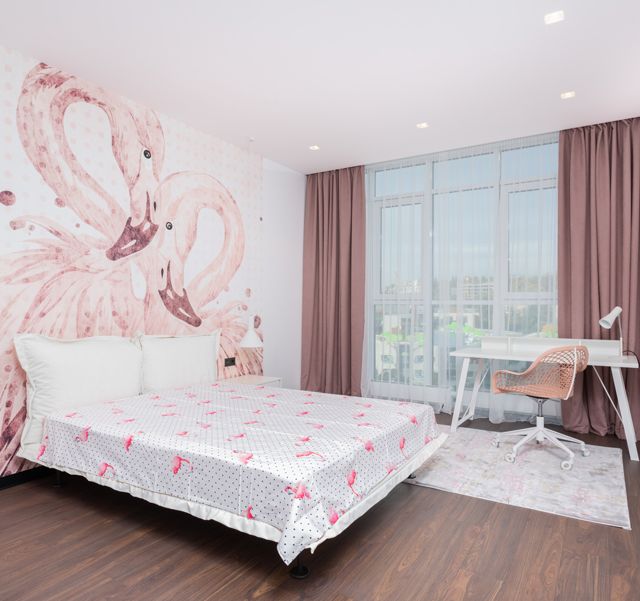 Wandtapete mit Flamingos als romantisches Wandbild 