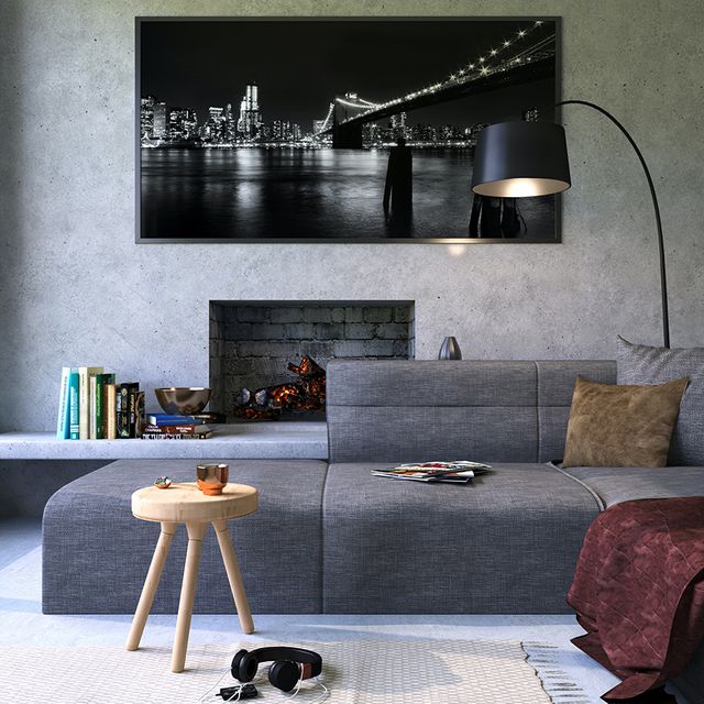 Wohnzimmerwand in trendiger Betonoptik
